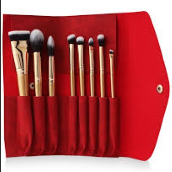 3/25 Luxie Gold Brush Set innRed Leatherette Bag - Picture 2 of 2